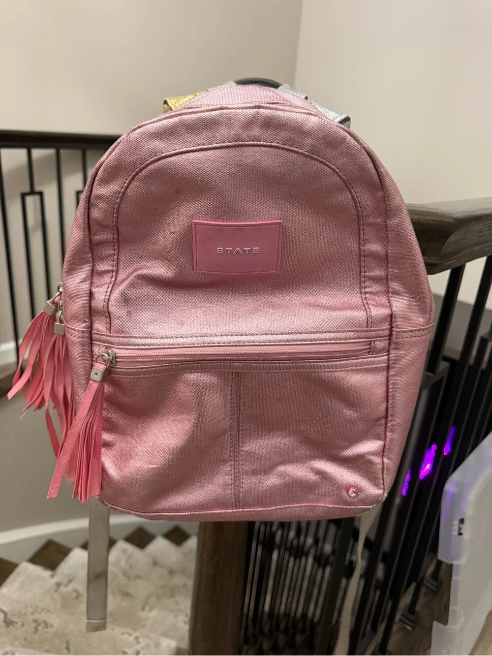 STATE Metallic Pink Mini Backpack with Tassel Pulls